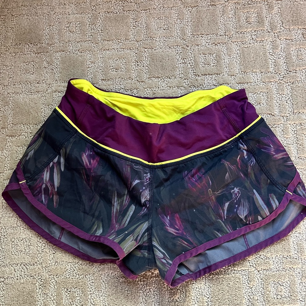 Lululemon Athletica Purple and Yellow Athletic Shorts Lightweight Performance